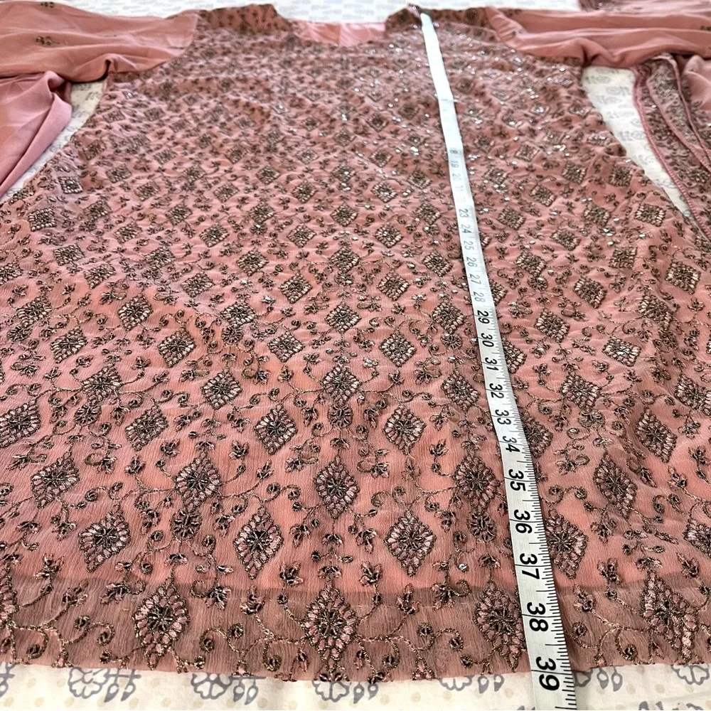 NEW Sequin Embellished Chiffon Salwar Kameez - Picture 11 of 12